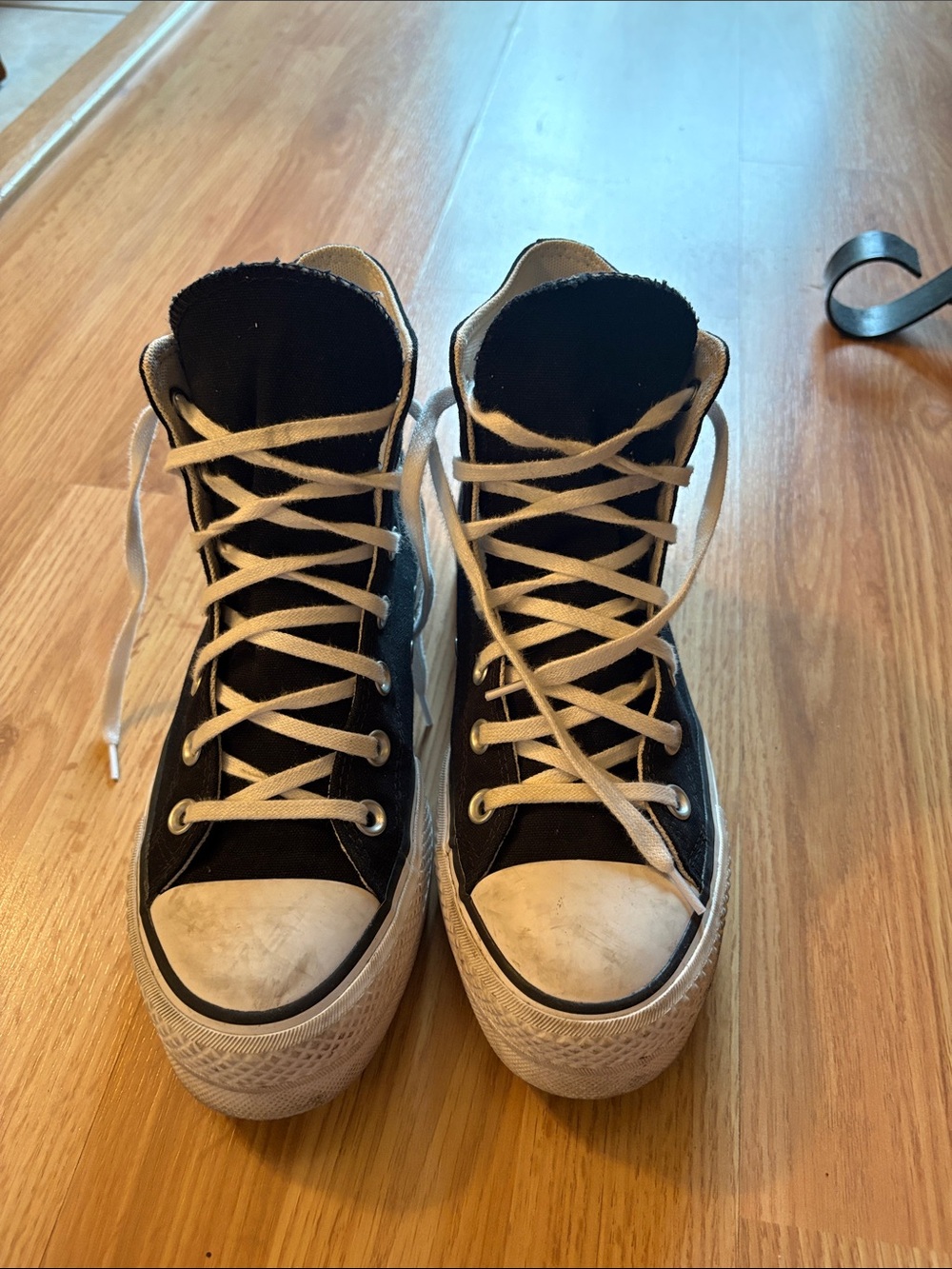 Black High-Top Canvas Sneakers with White Trim